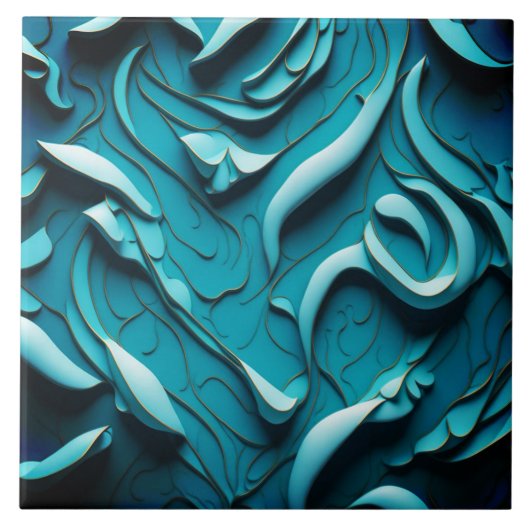 Dekorative Keramik Tile " Türkiswaves XII. Fliese (Vorderseite)