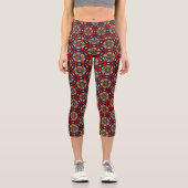 Dekorative Kirschblüten-Muster-Capris Capri Leggings (Vorderseite)