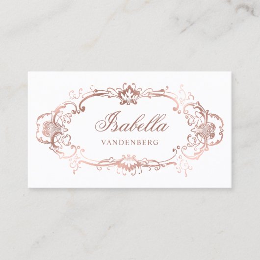 Dekorative Klassik Vintag Chic Rose Gold Visitenkarte (Vorderseite)