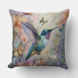 Dekorative Kolibri-Blumen-Wurfkissen Kissen