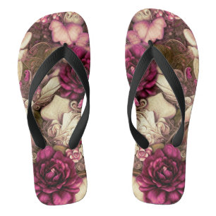 Dekorative Kollagenschmetterlinge und Rose Badesandalen