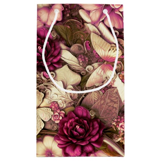 Dekorative Kollagenschmetterlinge und Rose Kleine Geschenktüte (Rückseite)