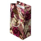 Dekorative Kollagenschmetterlinge und Rose Kleine Geschenktüte (Rückseite Schrägansicht)