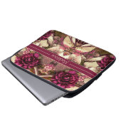 Dekorative Kollagenschmetterlinge und Rose Laptopschutzhülle (Vorne Knopf)