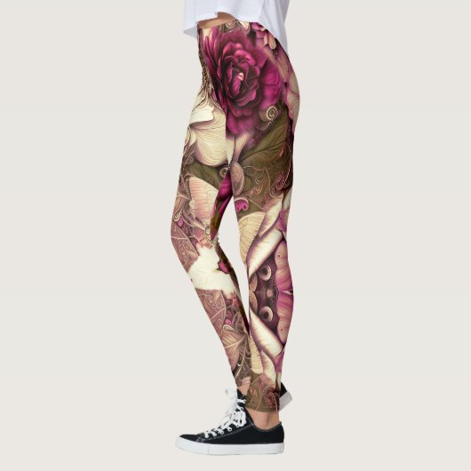 Dekorative Kollagenschmetterlinge und Rose Legging Leggings (Links)