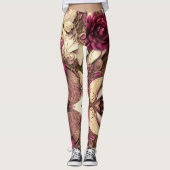 Dekorative Kollagenschmetterlinge und Rose Legging Leggings (Vorderseite)