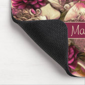 Dekorative Kollagenschmetterlinge und Rose Mauspad (Ecke)