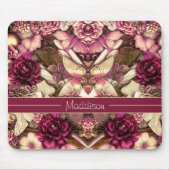 Dekorative Kollagenschmetterlinge und Rose Mauspad (Vorne)
