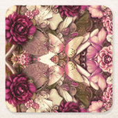 Dekorative Kollagenschmetterlinge und Rose Rechteckiger Pappuntersetzer (Vorderseite)