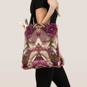 Dekorative Kollagenschmetterlinge und Rose Tasche
