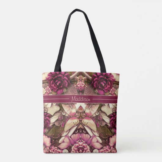 Dekorative Kollagenschmetterlinge und Rose zu den Tasche (Rückseite)