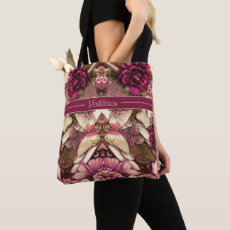 Dekorative Kollagenschmetterlinge und Rose zu den Tasche