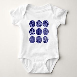 Dekorative Kreise - Tiefes Navy und Weiß Baby Strampler