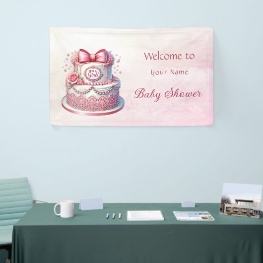 Dekorative Kuchen Pink Bow Baby Dusche Banner (Messeveranstaltung)