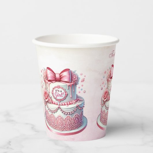 Dekorative Kuchen Pink Bow Paper Cups Pappbecher (Vorderseite)
