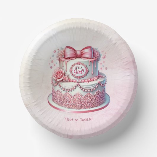 Dekorative Kuchen Pink Bow Papierschale Pappteller (Vorderseite)