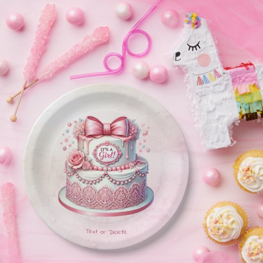 Dekorative Kuchen rosa Papierplatte Pappteller (Party)