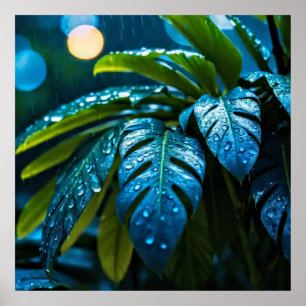 Dekorative Kunst - Regenfälle auf den Blätter #1 Poster