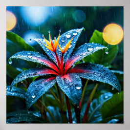 Dekorative Kunst - Regenfälle auf den Blätter 3 Poster