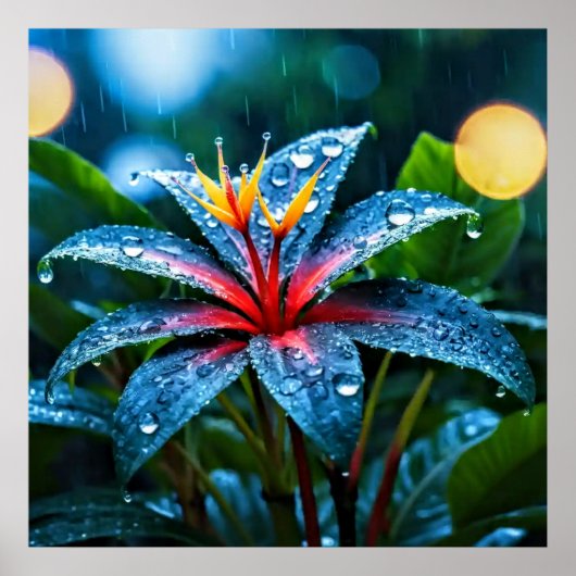 Dekorative Kunst - Regenfälle auf den Blätter 3 Poster (Vorne)