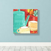 Dekorative Latte Pot und Cups Leinwanddruck (Insitu (Holzboden))