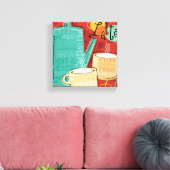 Dekorative Latte Pot und Cups Leinwanddruck (Insitu (Wohnzimmer))