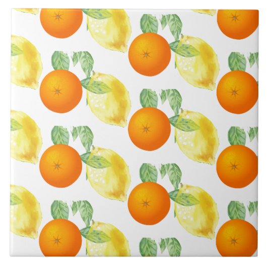 Dekorative Lemon Orange Citrus Keramik Tile Fliese (Vorderseite)