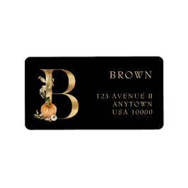 DEKORATIVE LETTER B mit dem Kürbismonogramm-Etiket Adressaufkleber