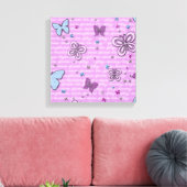 Dekorative Lila und blaue Schmetterlinge Leinwanddruck (Insitu (Wohnzimmer))