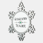 Dekorative Linie für Geografie-Lehrer Schneeflocken Zinn-Ornament (Rechts)