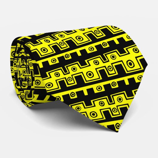 Dekorative Linien - Gelb (FFFF00) Krawatte (Gerollt)