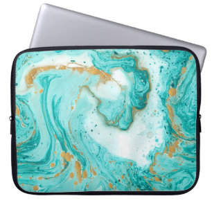 Dekorative Marmorstruktur. Abstrakte Malerei. Turq Laptopschutzhülle