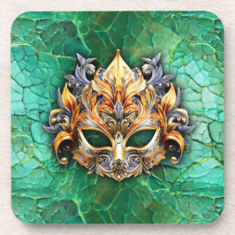 Dekorative Maske auf einem hellen GreenThrow-Kisse Getränkeuntersetzer