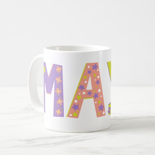 Dekorative Maya-Blume und Tasse (Vorderseite Links)