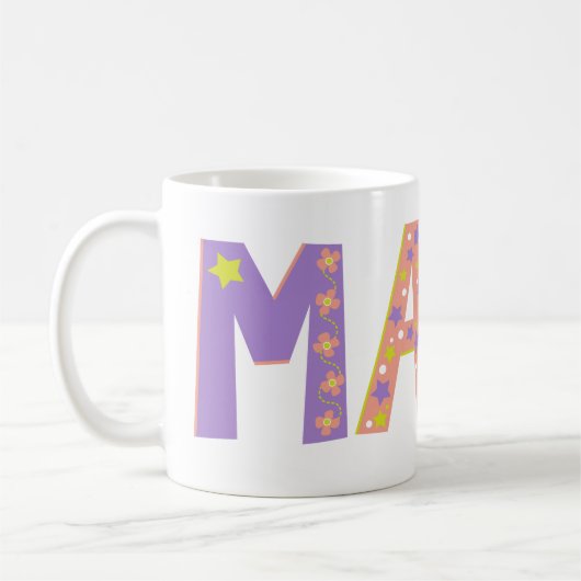Dekorative Maya-Blume und Tasse (Links)