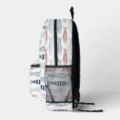Dekorative mediterrane Sardinen Fischmuster Bedruckter Rucksack (Rechts)