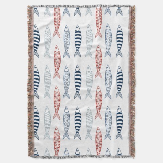 Dekorative mediterrane Sardinen Fischmuster Decke (Vorderseite Vertikal)