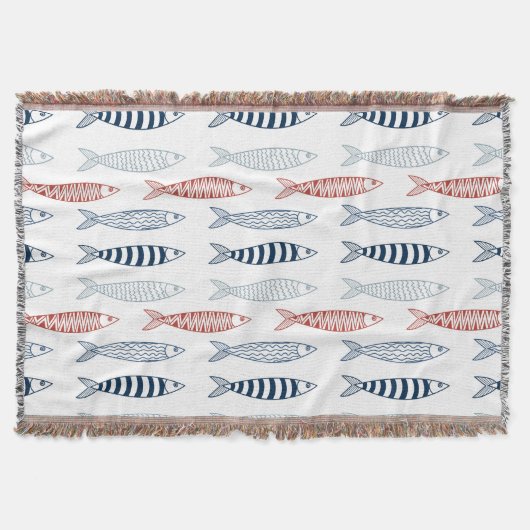 Dekorative mediterrane Sardinen Fischmuster Decke (Vorderseite)