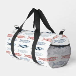 Dekorative mediterrane Sardinen Fischmuster Duffle Bag