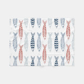 Dekorative mediterrane Sardinen Fischmuster Fleecedecke (Vorderseite (Horizontal))