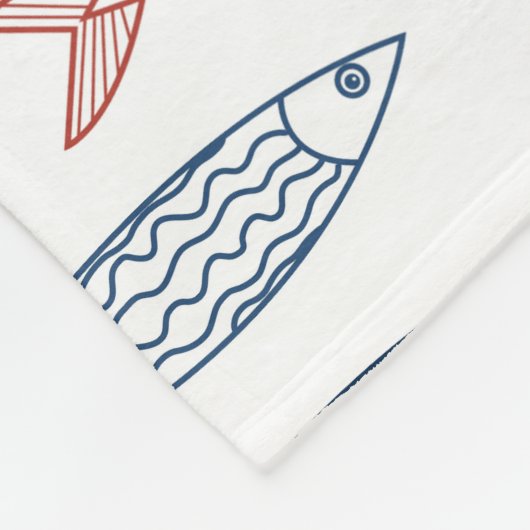 Dekorative mediterrane Sardinen Fischmuster Fleecedecke (Ecke)