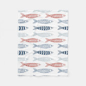 Dekorative mediterrane Sardinen Fischmuster Fleecedecke (Vorderseite)