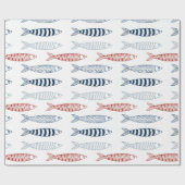 Dekorative mediterrane Sardinen Fischmuster Geschenkpapier (Flach)