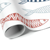 Dekorative mediterrane Sardinen Fischmuster Geschenkpapier (Rolleneckpunkt)