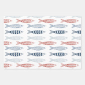 Dekorative mediterrane Sardinen Fischmuster Geschenkpapier Set (Vorderseite 2)