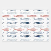 Dekorative mediterrane Sardinen Fischmuster Geschenkpapier Set (Vorderseite)