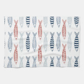 Dekorative mediterrane Sardinen Fischmuster Geschirrtuch (Horizontal)