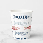 Dekorative mediterrane Sardinen Fischmuster Pappbecher (Links)
