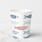 Dekorative mediterrane Sardinen Fischmuster Pappbecher (Rechts)
