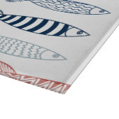 Dekorative mediterrane Sardinen Fischmuster Schneidebrett (Ecke)